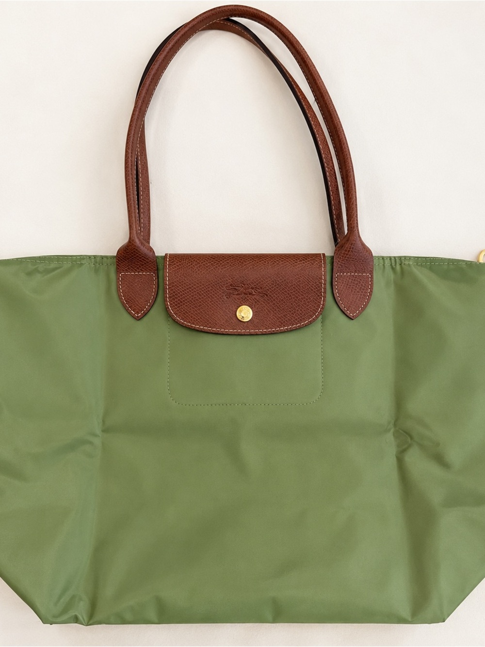 Longchamp Le Pliage Large Olive Green Nylon Shoulder Tote